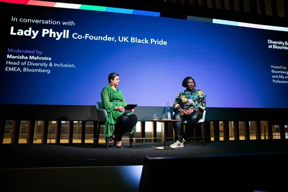 Pride-4 Bloomberg's Head of Diversity and Inclusion, Americas, led a discussion about the progress and regressions in the LGBTQ+ rights over the past seven years