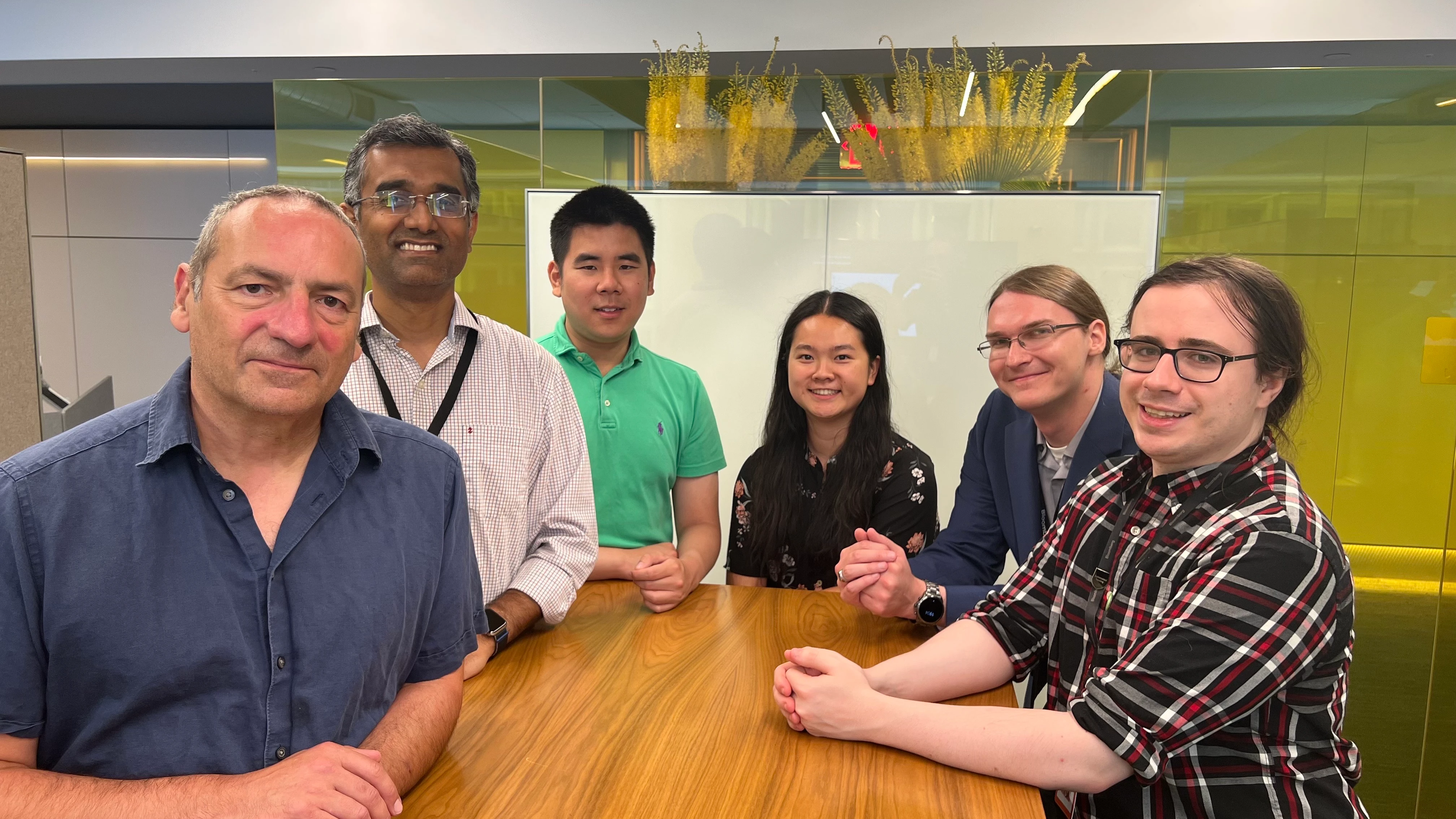IMG_4940 Engineers from the BMS - Queuing team at Bloomberg who are publishing BlazingMQ as an open source project (left to right): Jean-Louis Leroy, Ankur Saxena, Vincent Yan, Lise Ho, Patrick Niedzielski, and Taylor Foxhall.