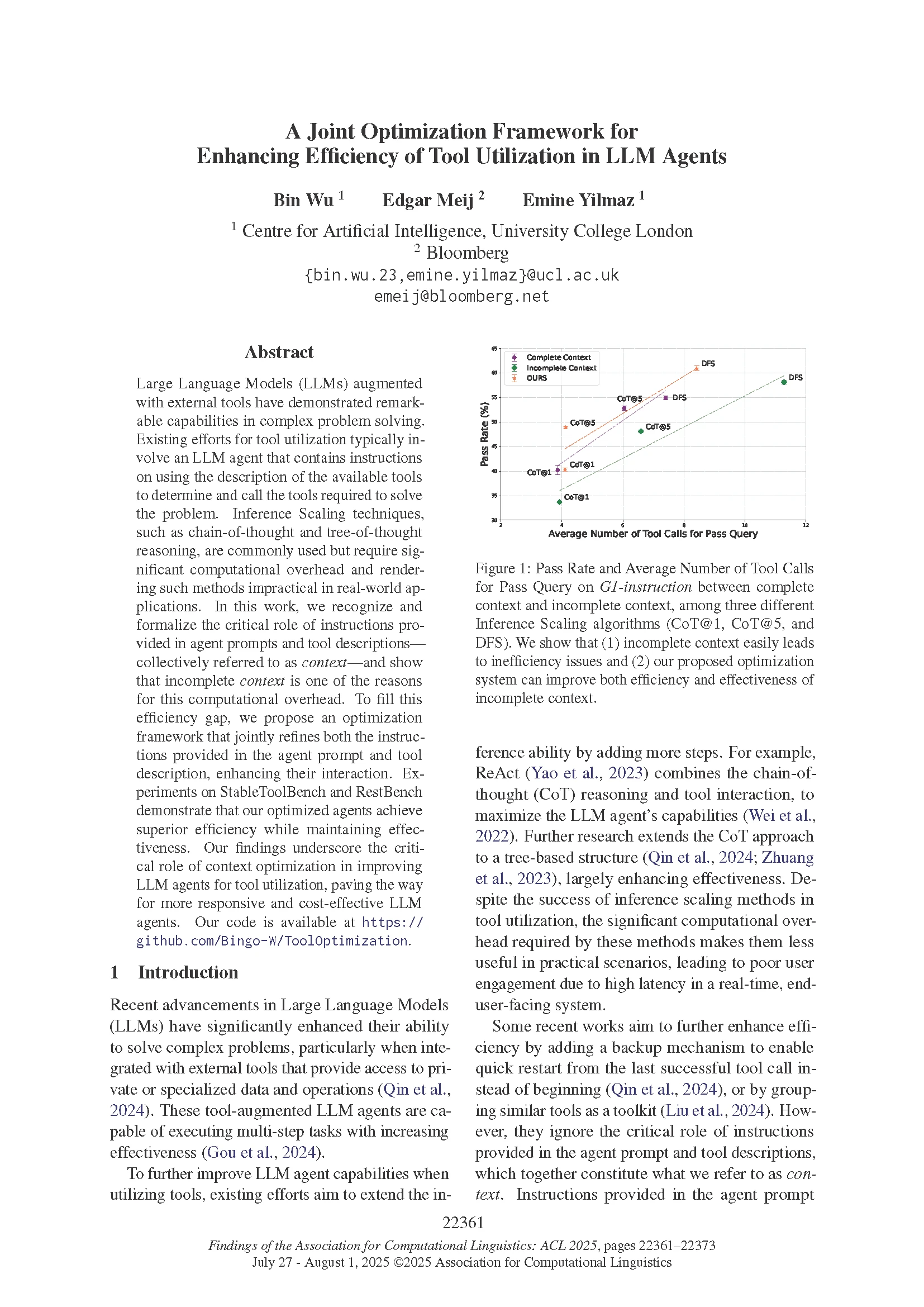 2025.findings-acl.1149_Page_01 Click to read "A Joint Optimization Framework for Enhancing Efficiency of Tool Utilization in LLM Agents," published in "Findings of the Association for Computational Linguistics" at ACL 2025.