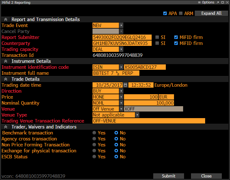 Trade Reporting On Bloomberg Bloomberg Professional Services