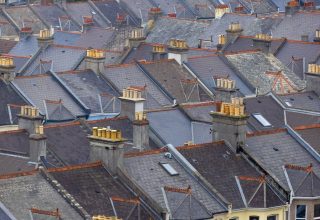 Rows of terraced house rooftops in Plymouth. Photographer: Jason Alden/Bloomberg