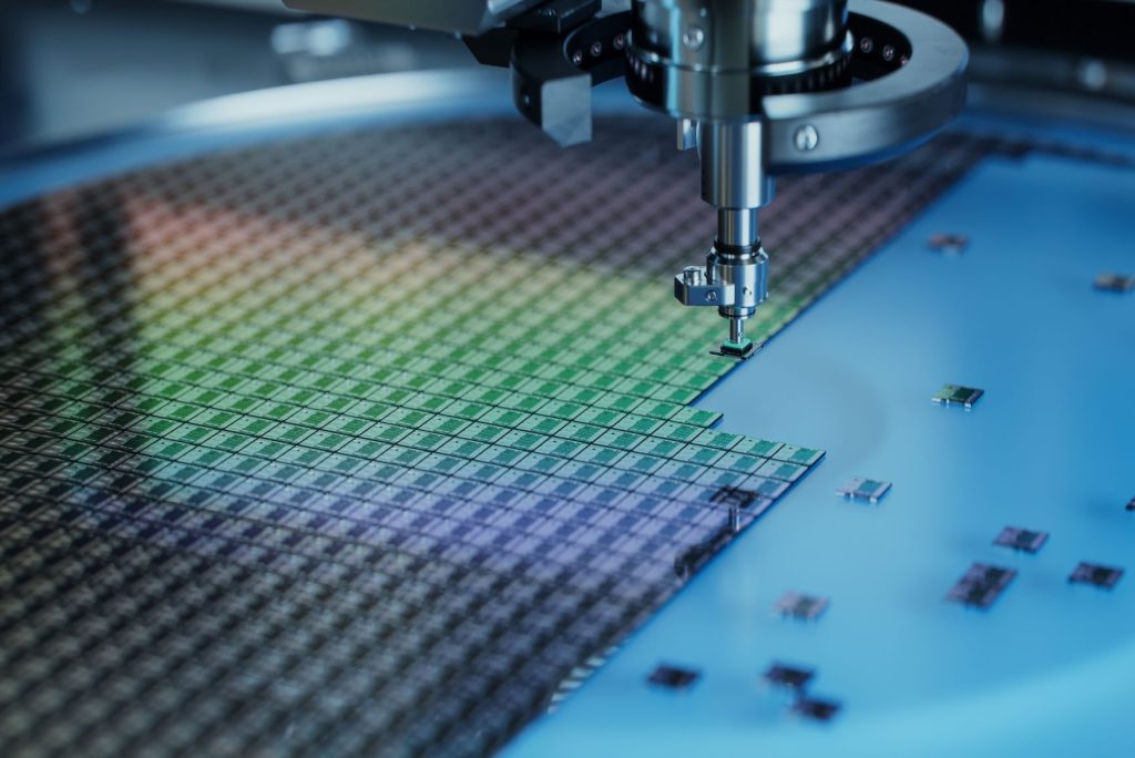 Close-up of Semiconductor Packaging Process.