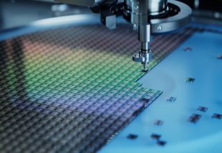 Close-up of Semiconductor Packaging Process.